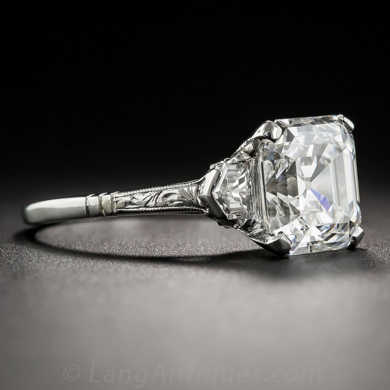 2.91 Asscher-Cut Diamond Solitiare Art Deco Ring - GIA G/VS2 In Excellent Condition In San Francisco, CA