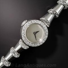 Oscar Heyman Platinum Diamond Mid-Century Bracelet Wristwatch