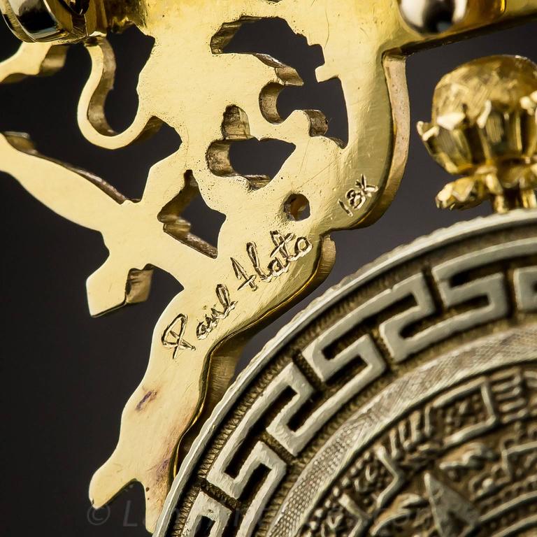 Paul Flato Imperio Mexicano 1866 One Peso 18K Yellow Gold Watch Pendant Pin  | eBay