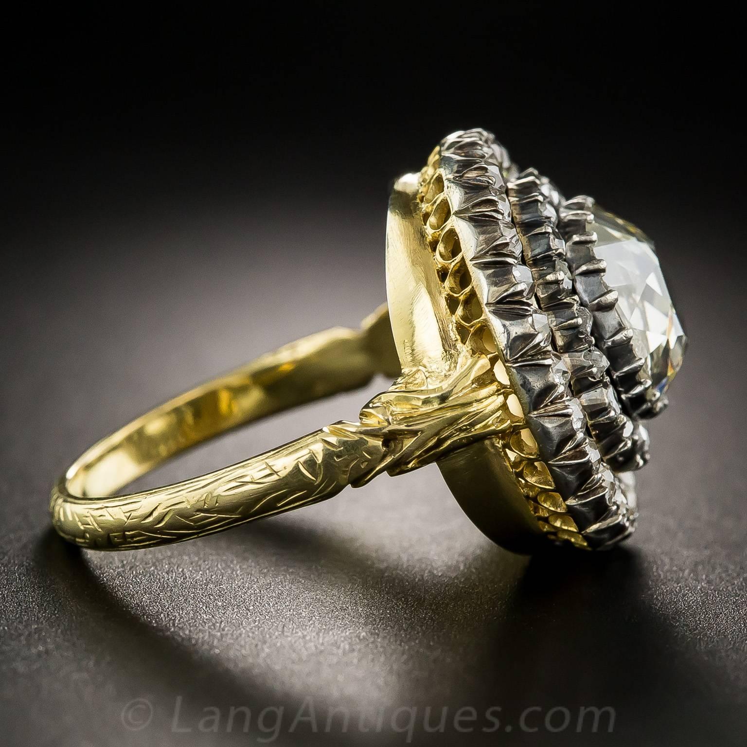 Women's  Antique English Victorian Large Diamond Circular Cluster Ring 