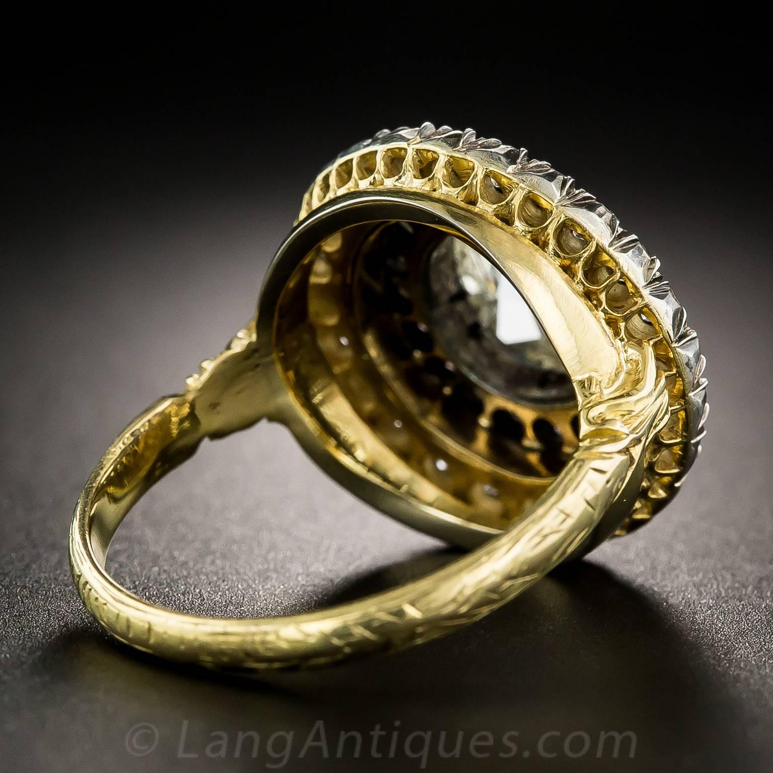  Antique English Victorian Large Diamond Circular Cluster Ring  1