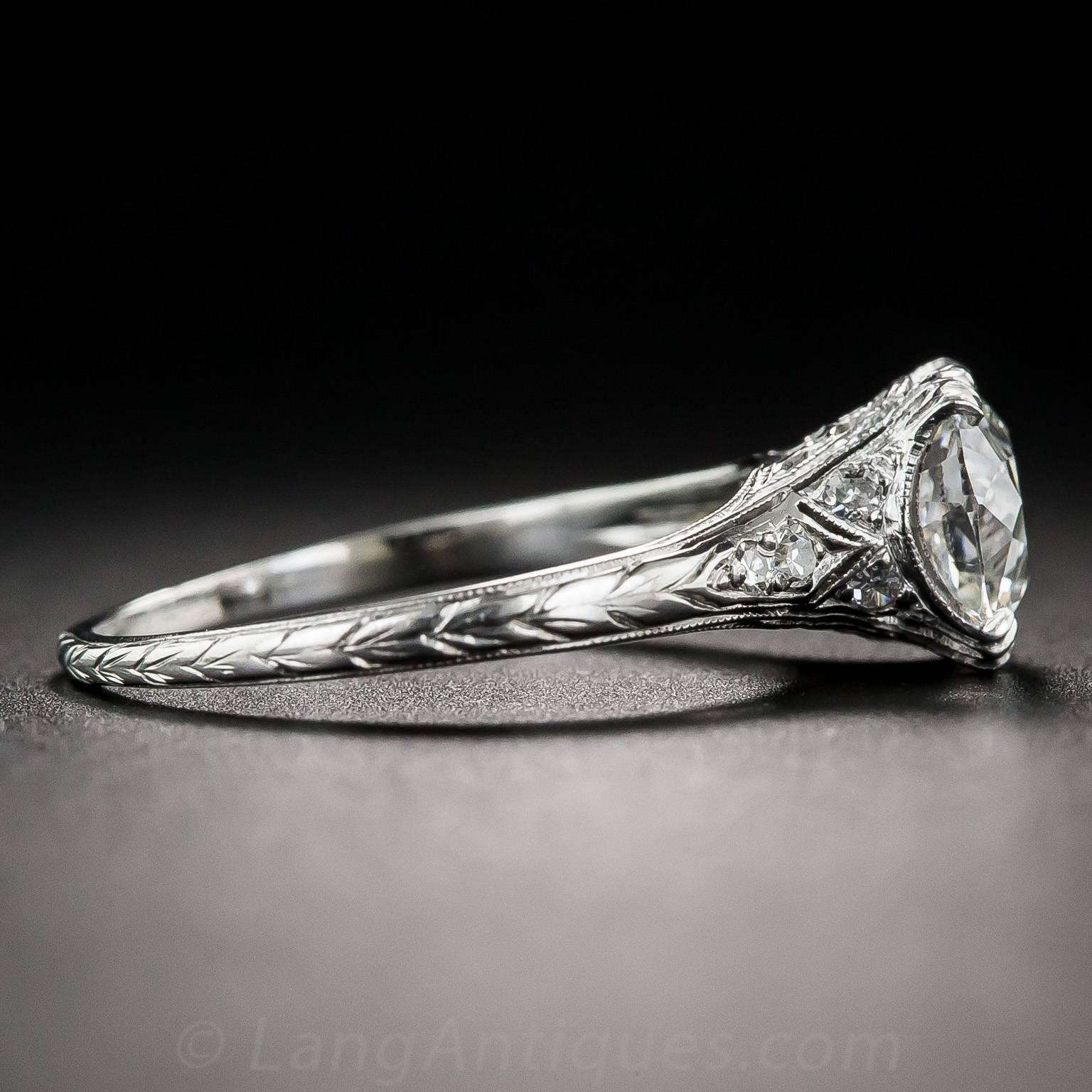 1920s 1.59 Diamond GIA Solitaire platinum Engagement Ring  In Good Condition In San Francisco, CA