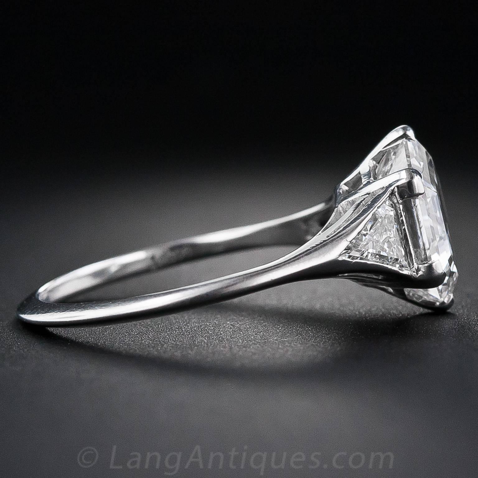 2.91 Carat Hexagon Diamond Platinum Engagement Ring In Excellent Condition In San Francisco, CA
