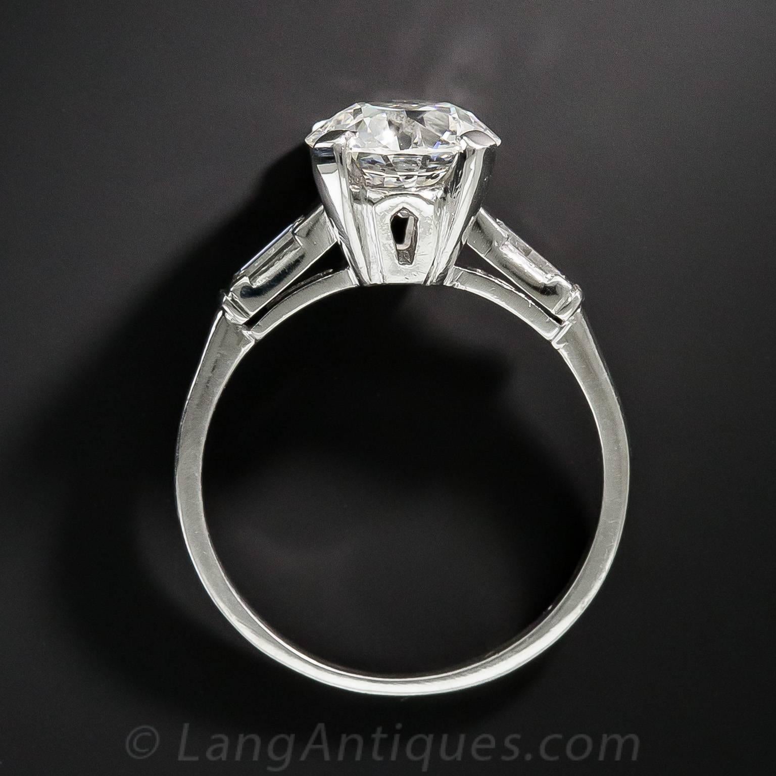 Women's 2.01 Carat GIA European-Cut Diamond Platinum Engagement Ring  For Sale