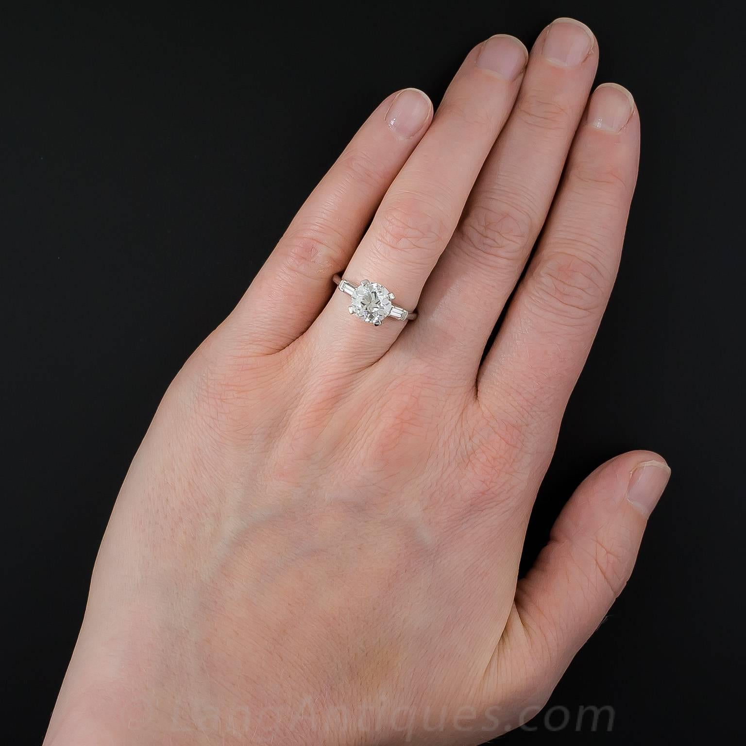 2.01 Carat GIA European-Cut Diamond Platinum Engagement Ring  For Sale 1
