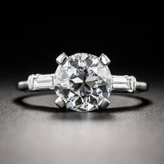 2.01 Carat GIA European-Cut Diamond Platinum Engagement Ring