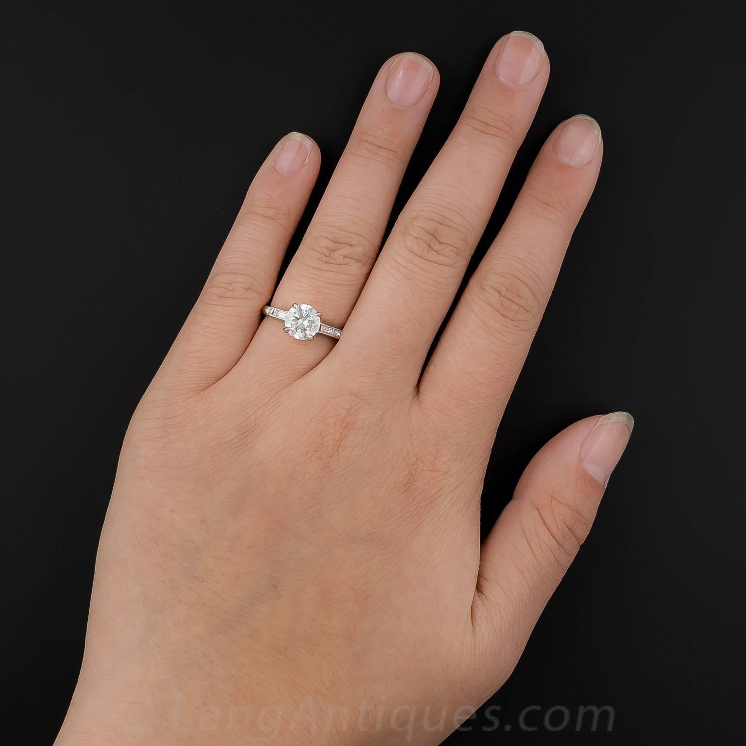 1930s 1.39 Carat Diamond GIA D/VS1 Platinum Engagement Ring  For Sale 1