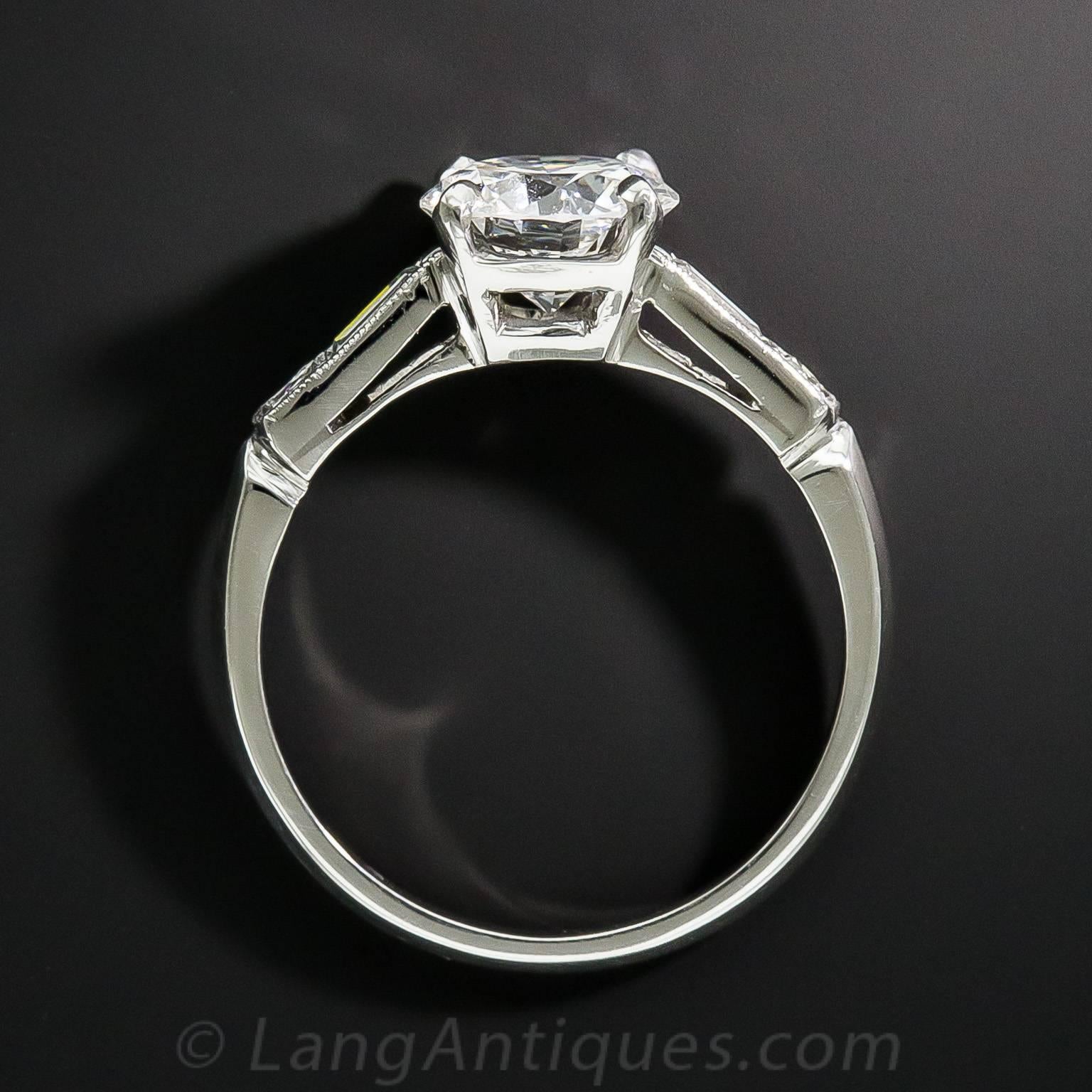 Women's 1930s 1.39 Carat Diamond GIA D/VS1 Platinum Engagement Ring  For Sale