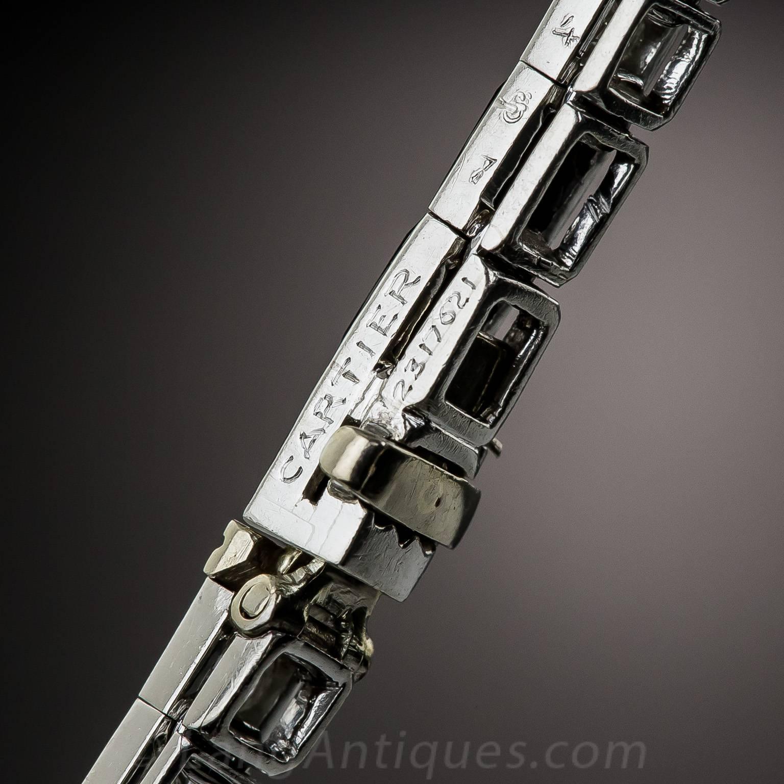 Art Deco Cartier Onyx Diamond Platinum Line Bracelet 1