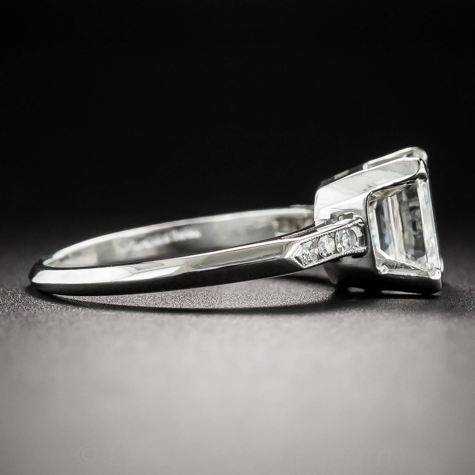Women's 1.95 Carat Asscher Cut Diamond Platinum Ring GIA F VS1 For Sale