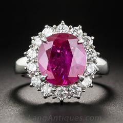 4.48 Carat Burma Ruby Diamond Platinum Ring