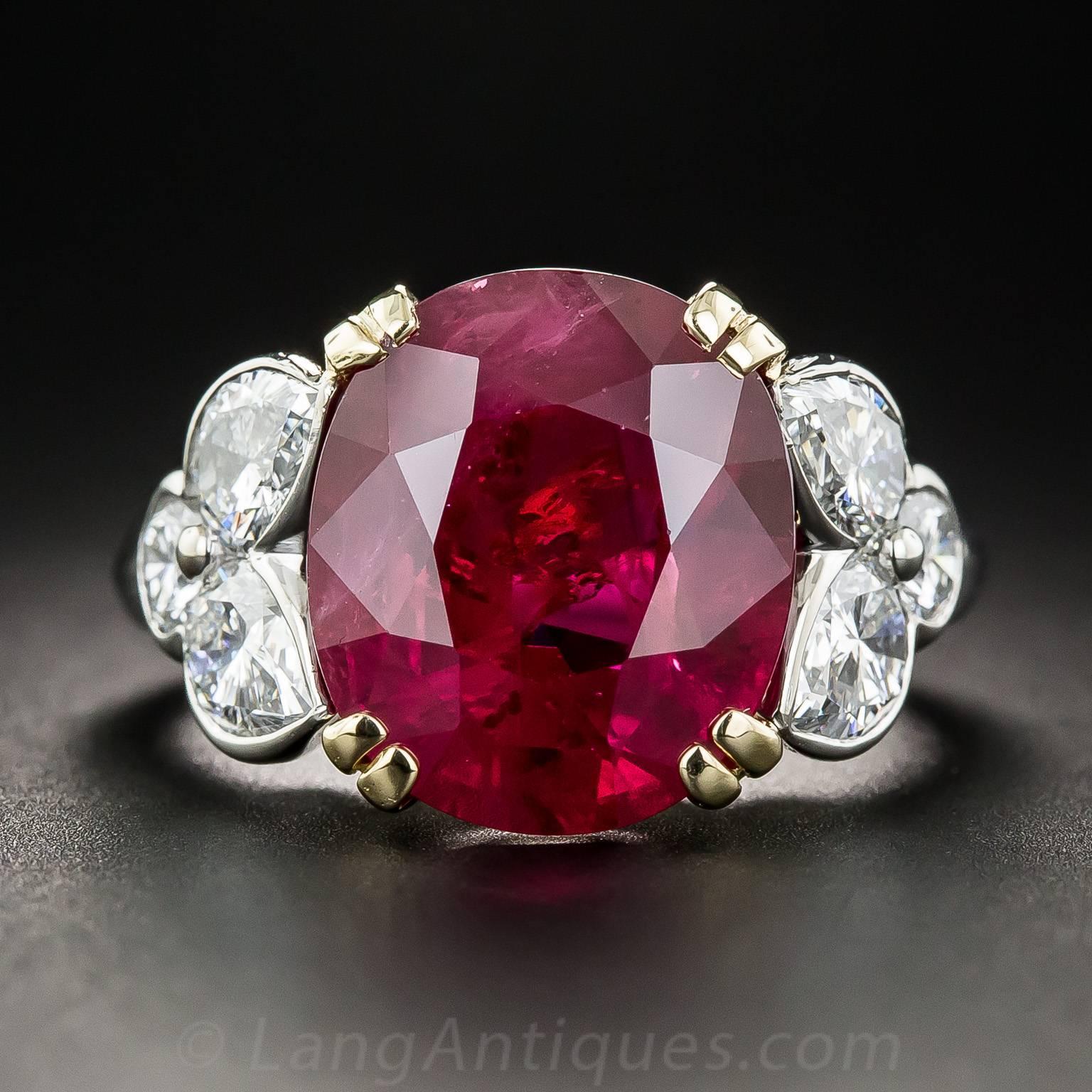 Determined to be of Siamese (Thai) origin by the GIA, one would be hard pressed to find a richer redder color in any ruby - Burmese, Madagascar, or otherwise - than this big and beautiful faceted oval gemstone weighing in at an impressive 9.15