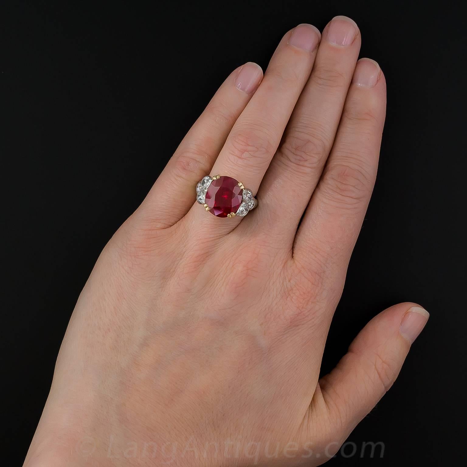 9.15 Carat GIA Certified Ruby Diamond Ring For Sale 3