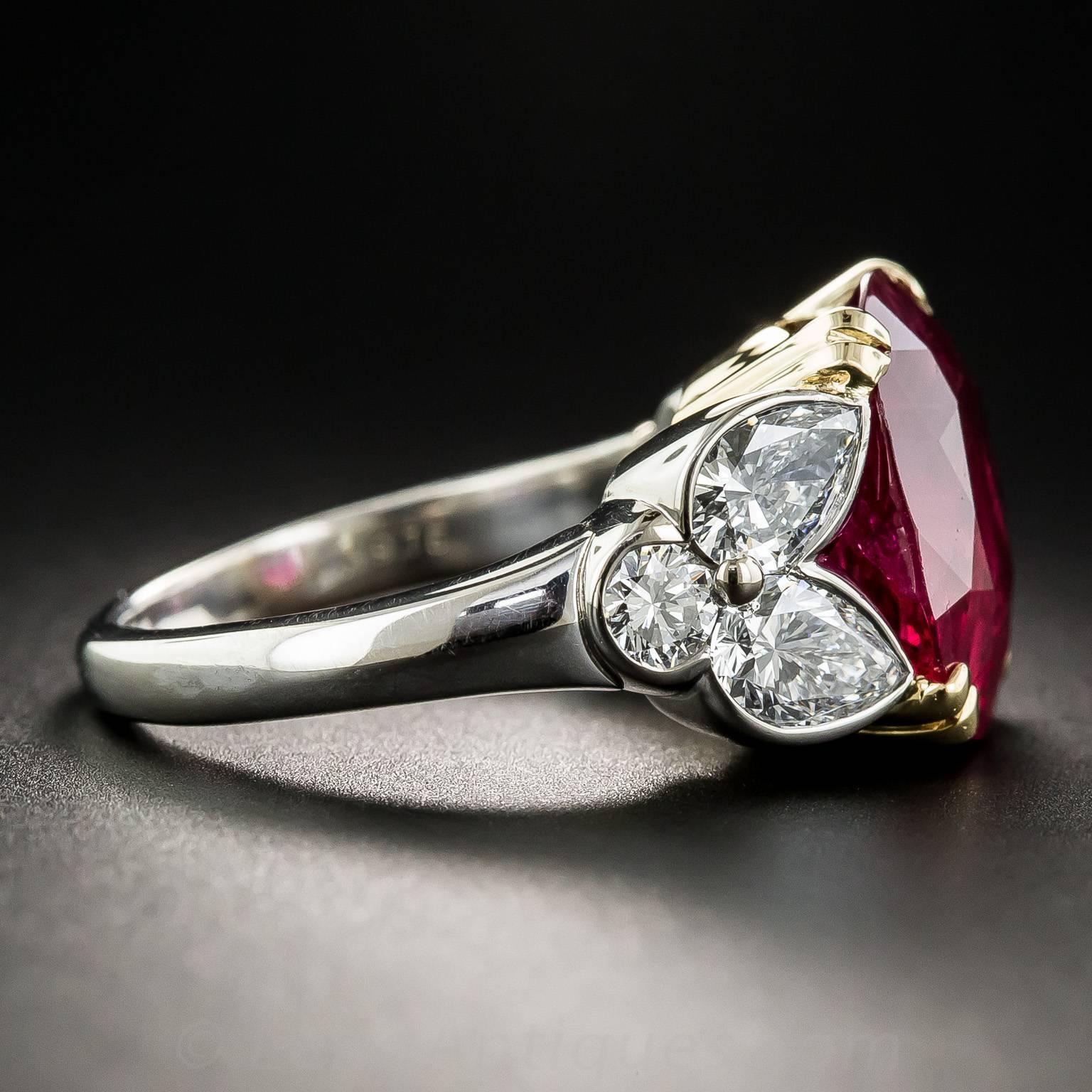 Women's 9.15 Carat GIA Certified Ruby Diamond Ring For Sale