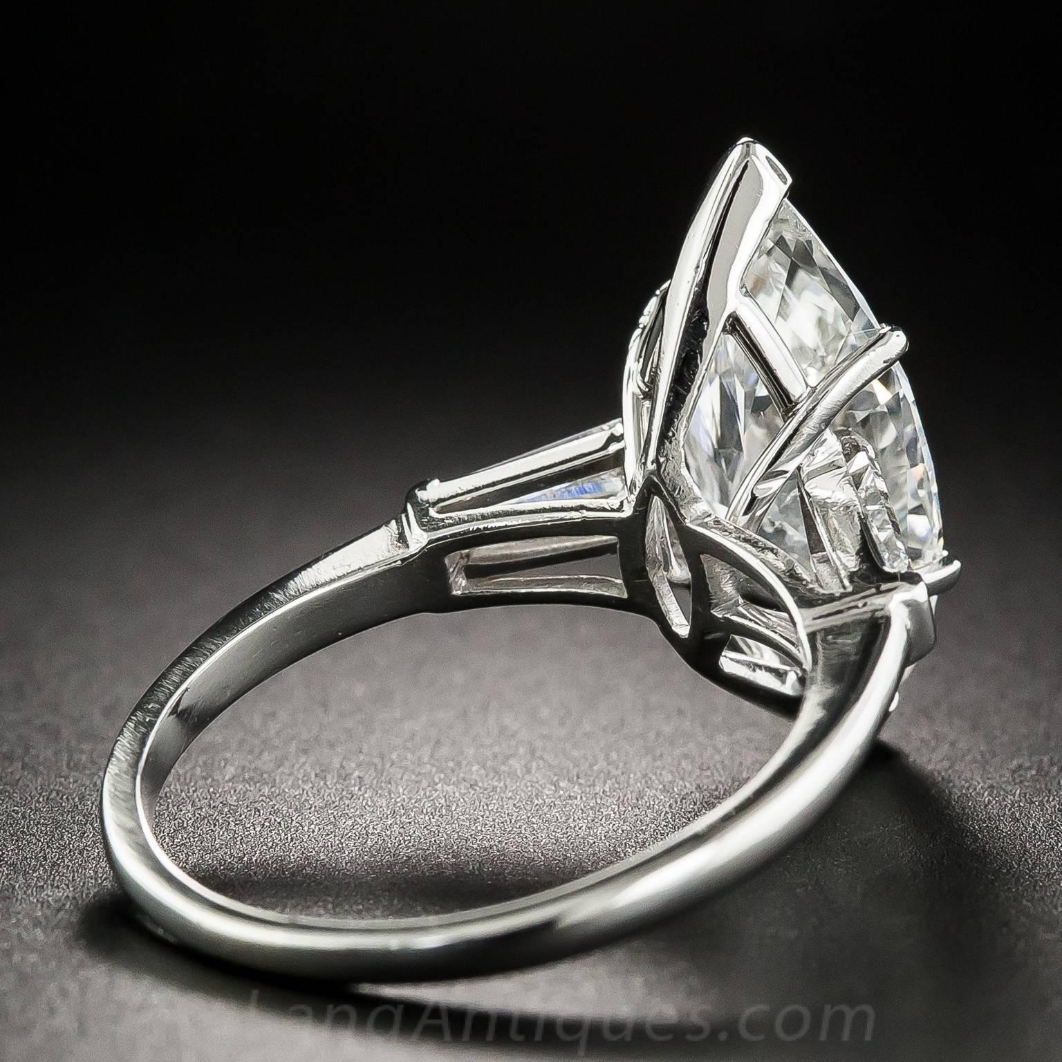 3.71 Carat Marquise Diamond Platinum Ring - GIA For Sale 1