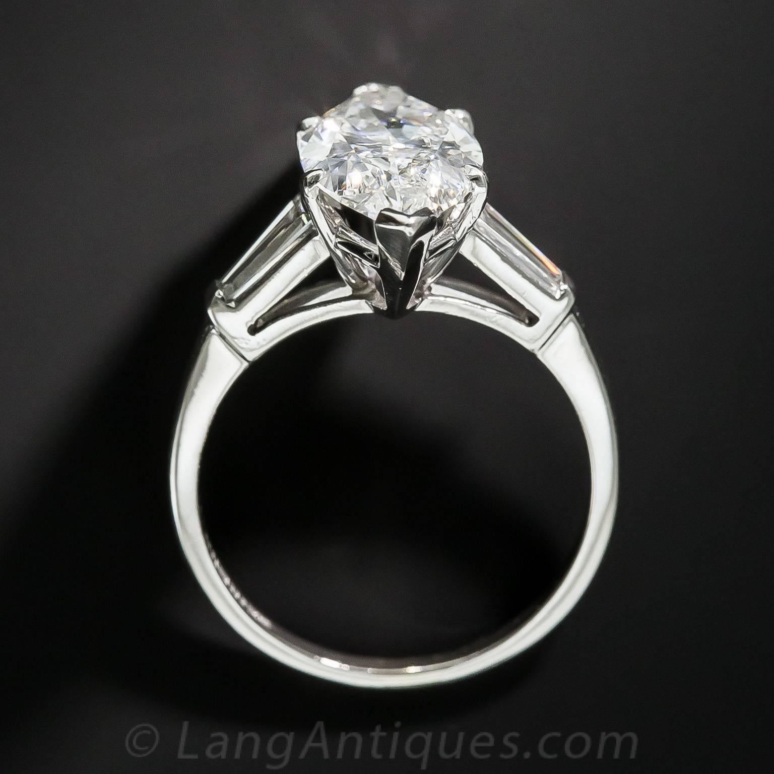 3.71 Carat Marquise Diamond Platinum Ring - GIA For Sale 2