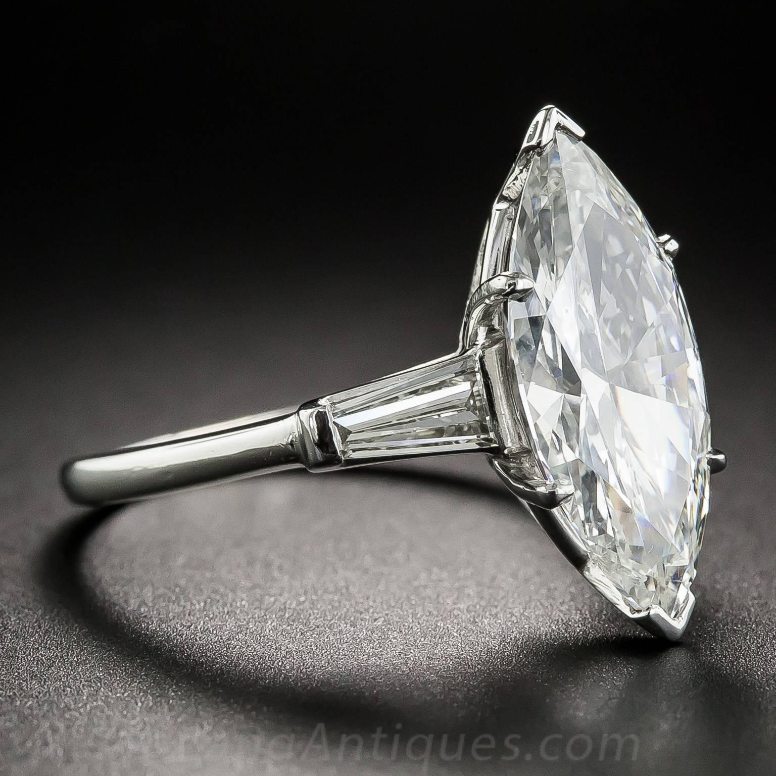 3.71 Carat Marquise Diamond Platinum Ring - GIA In Excellent Condition For Sale In San Francisco, CA