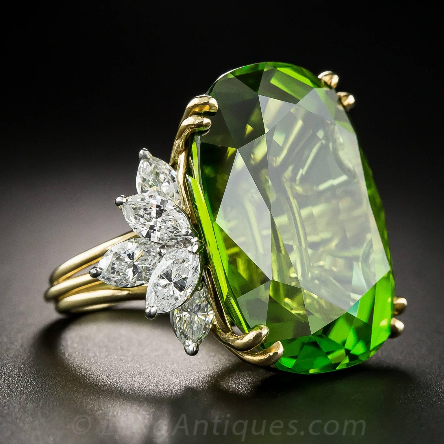 56 Carat Peridot Diamond Platinum Ring For Sale at 1stDibs | july 26 ...