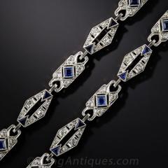 Art Deco Sapphire Diamond Platinum Convertible Bracelets Necklace