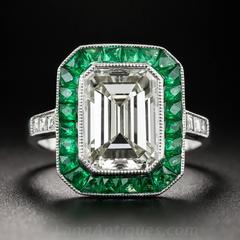 3.00 Carat Emerald-Cut Diamond Emerald Calibre Halo Ring
