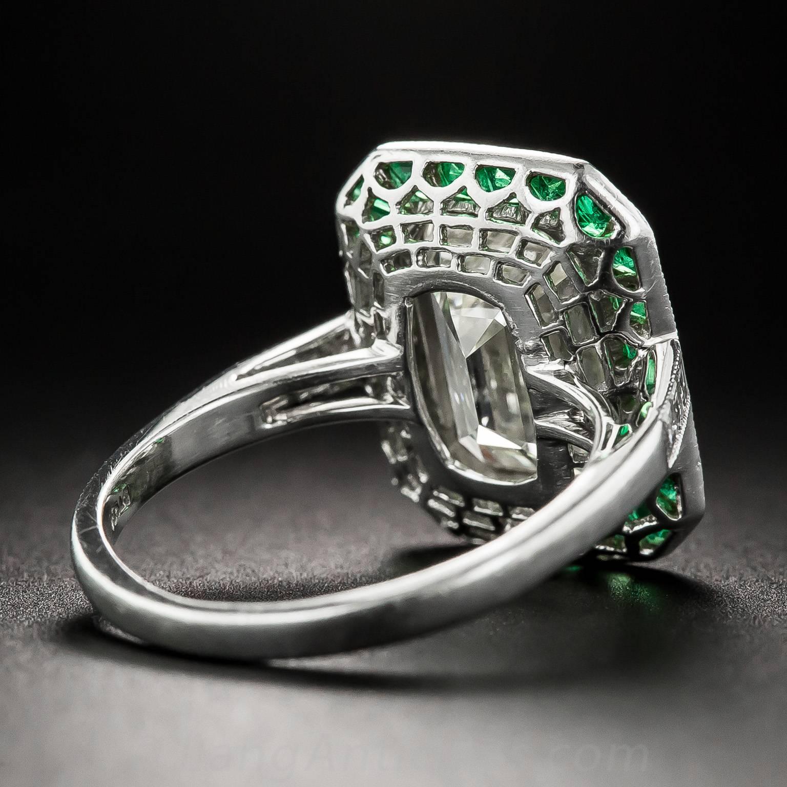 3.00 Carat Emerald-Cut Diamond Emerald Calibre Halo Ring In Excellent Condition For Sale In San Francisco, CA