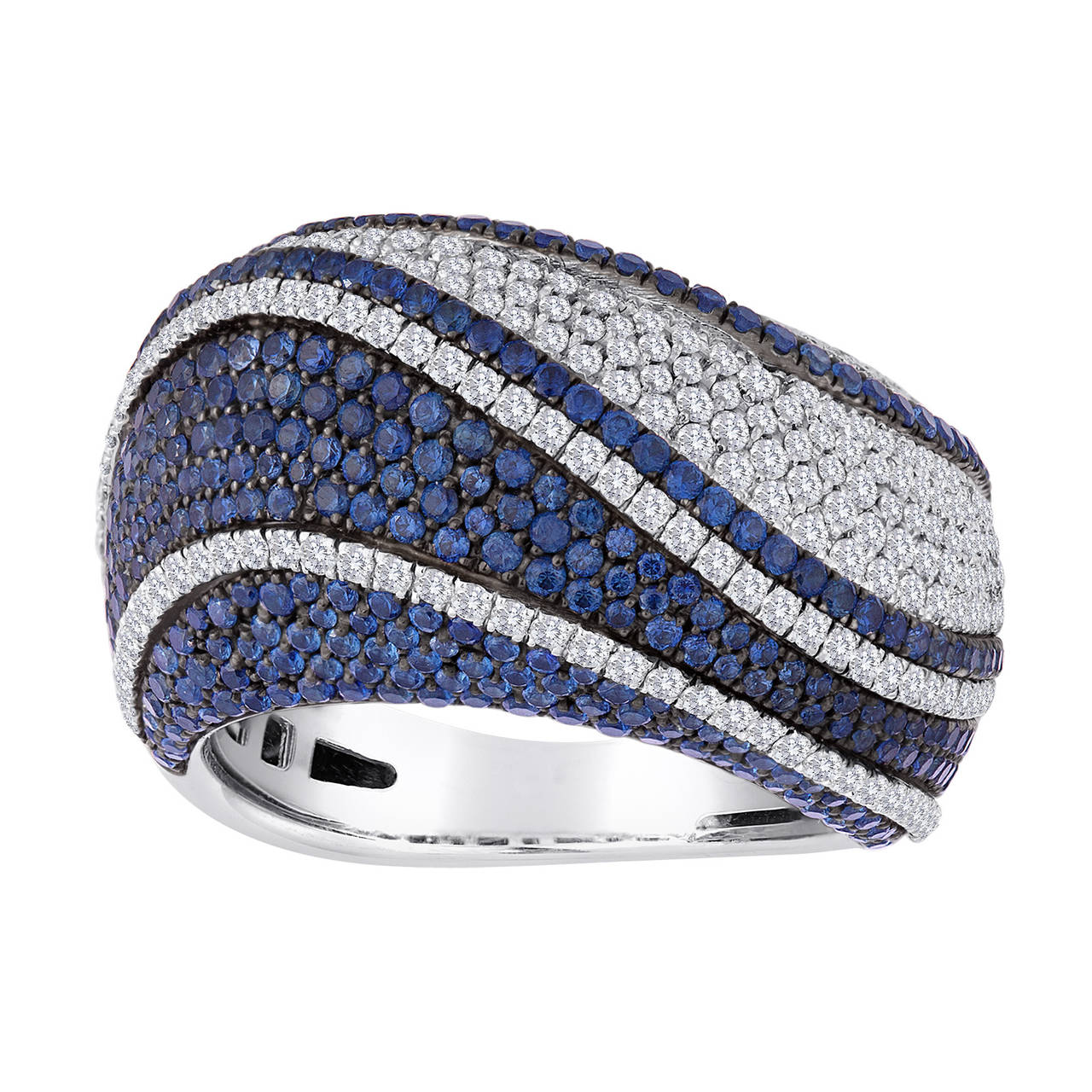 Modern Giorgio Visconti Blue Sapphire Diamond Gold Ring For Sale