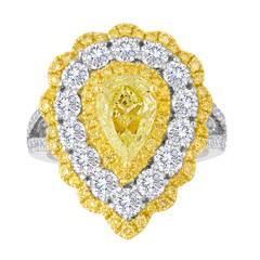 Pear Shape Yellow Diamond Ring