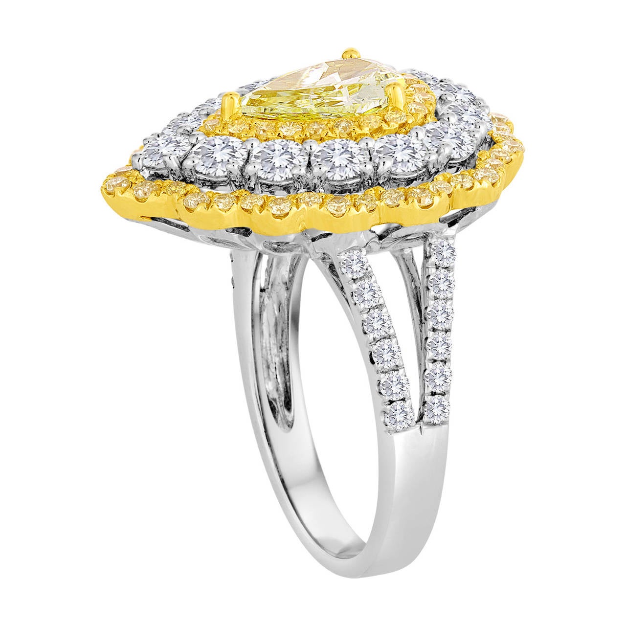 Pear Shape Yellow Diamond Ring