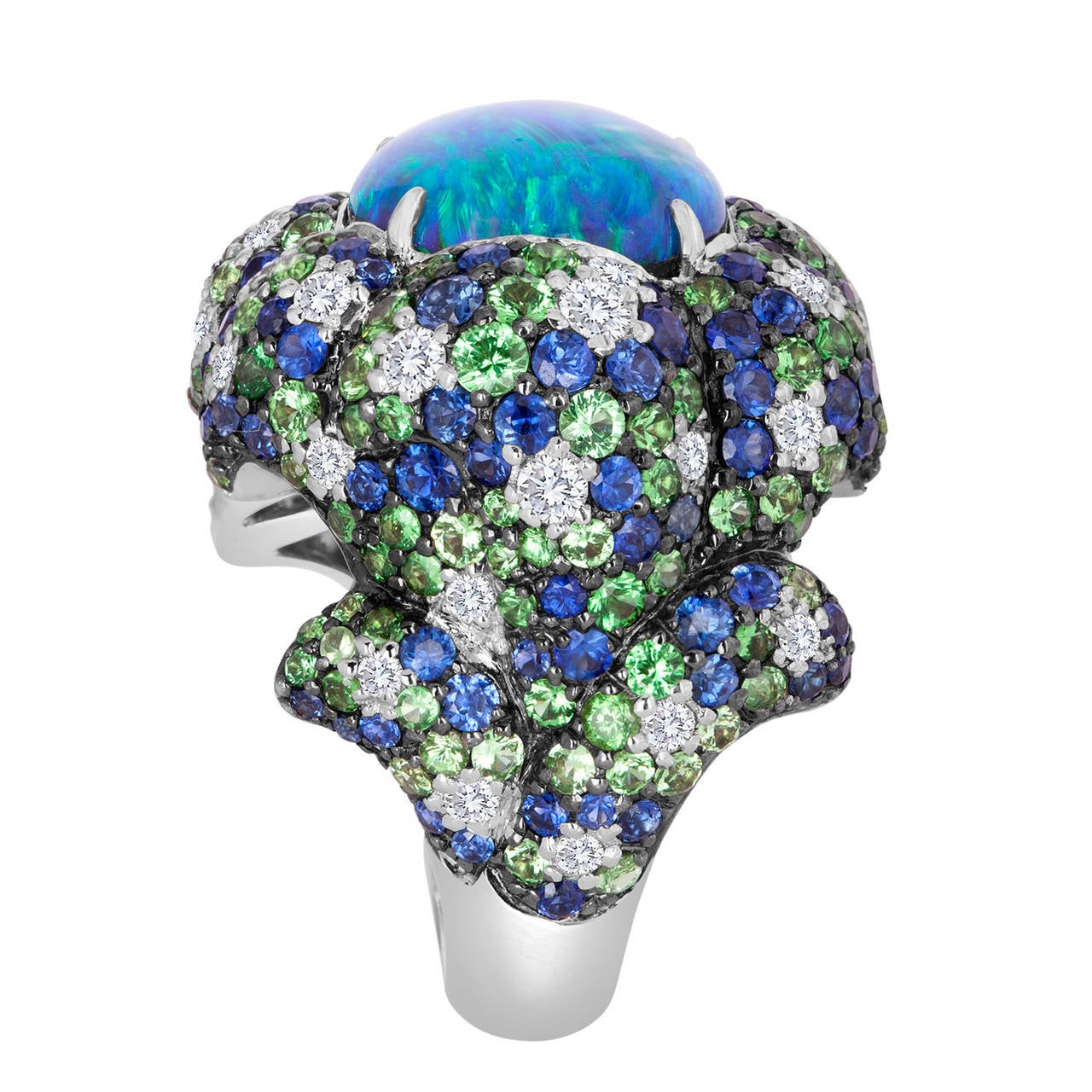 Modern Australian Black Opal Ring For Sale