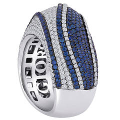 Giorgio Visconti Blue Sapphire Diamond Gold Ring