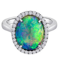 Australian Opal Diamond Ring