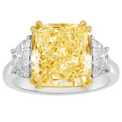 Fancy Yellow Radiant Cut Diamond Gold Platinum Ring