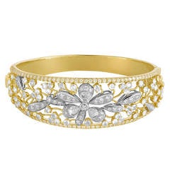 Rose Cut Diamond Gold Floral Bracelet