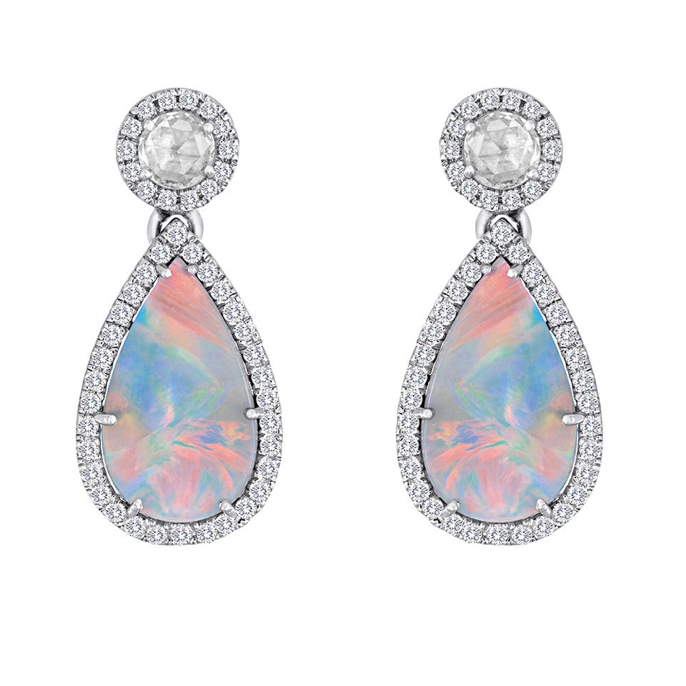 Australian Opal Diamond Earrings