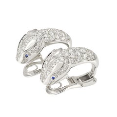 Picchiotti 18 Karat White Gold Snake Round Diamond Earrings