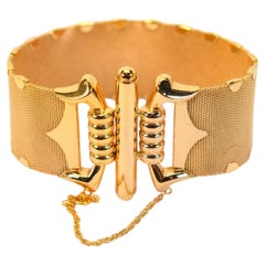 Italienisches 18 Karat Gelbgold Mesh Wide Band Vintage Bracelet