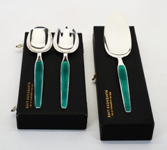 David Andersen, Norwegen: Vintage-Besteck aus Sterlingsilber mit Emaille-Verzierung, Servierbesteck