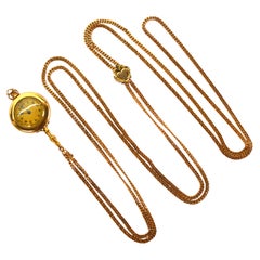 Antique Victorian Era Watch Chain Necklace w American Waltham Watch Pendant