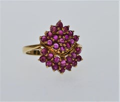 Vintage 1940's Natural Genuine Fuchsia Ruby 10K Yellow Gold Ring