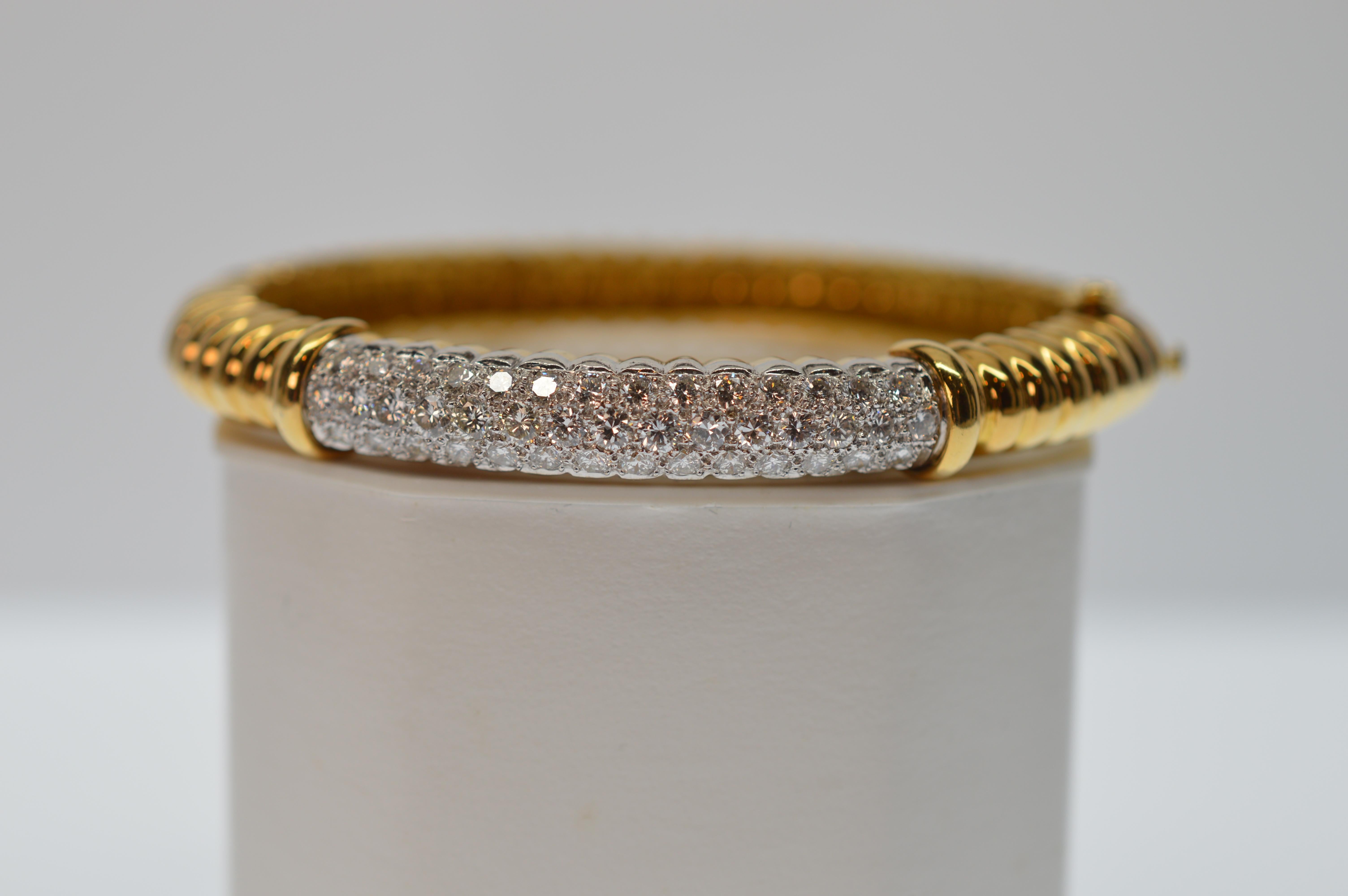 18 Karat Yellow Gold & Diamond 1950's Bangle Bracelet 2