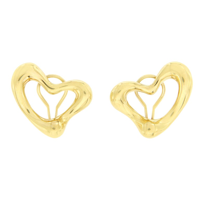 Tiffany And Co 18 Karat Yellow Gold Elsa Peretti Open Heart Tiffany Co 18 Karat Yellow Gold Elsa Peretti Open Heart Earrings For
