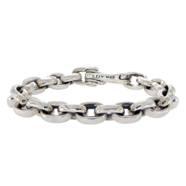 David Yurman 925 Silver Oval Chain Men S Bracelet For At 1stdibs David Yurman 925 Silver Oval Chain Men S Bracelet For