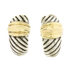 David Yurman Silver And Yellow Gold Medium Thoroughbred Shrimp Cable David Yurman 925 Silver 14 Karat Yellow Gold Cable Large Shrimp Earrings