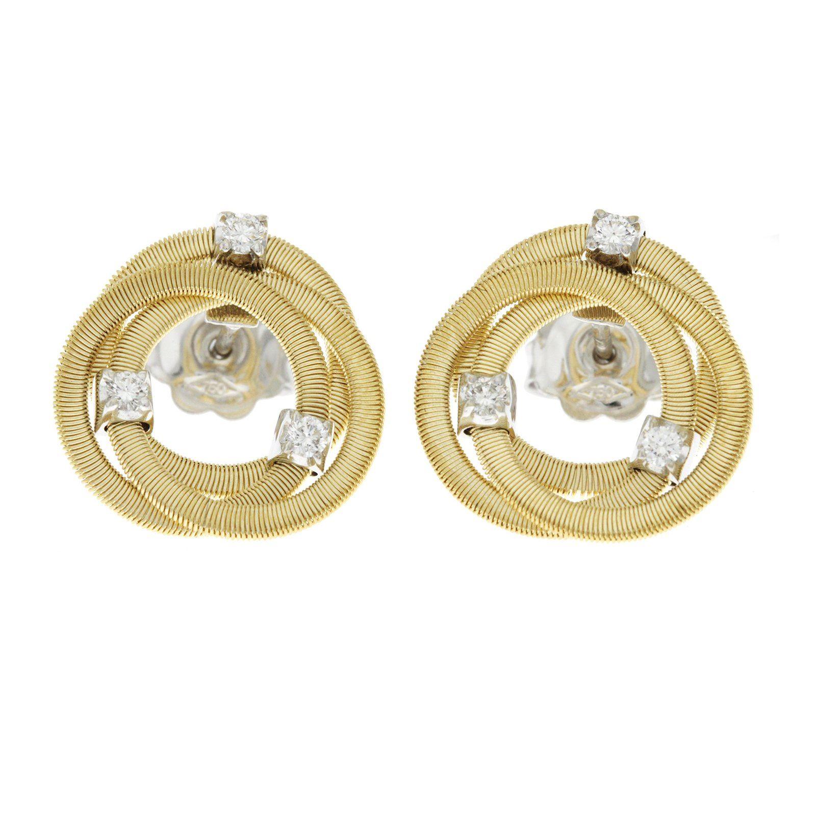 Marco Bicego 18 Karat Yellow Gold Diamond Jaipur Links Stud Earrings