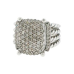 Anello DAVID YURMAN in argento sterling 925 con diamante da 1,12 carati, modello "Wheaton Cable", misura 6,5