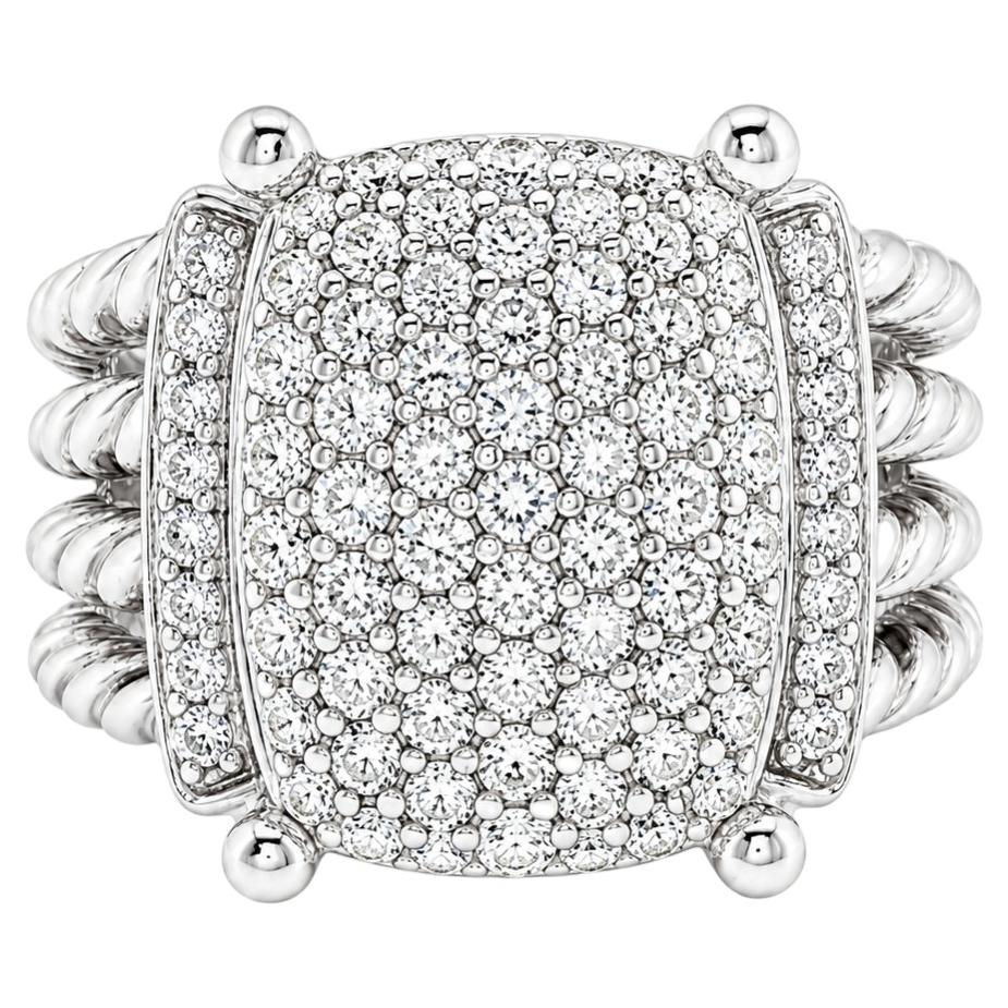 DAVID YURMAN Ring aus 925er Sterlingsilber mit einem Diamanten von 1,12 Karat im Wheaton-Cable-Design, Ringgröße 6,5 im Angebot