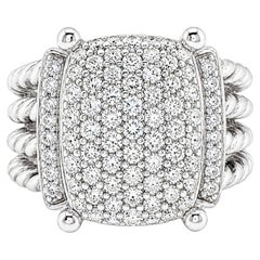 DAVID YURMAN Ring aus 925er Sterlingsilber mit einem Diamanten von 1,12 Karat im Wheaton-Cable-Design, Ringgröße 6,5