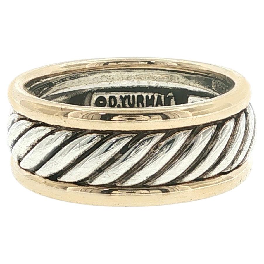 David YURMAN 925 Sterling Silver & 14K Gold 9 mm Cable Band Ring Size 11 For Sale