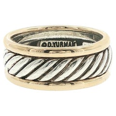 David YURMAN 925 Sterling Silver & 14K Gold 9 mm Cable Band Ring Size 11