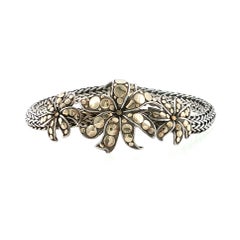 JOHN HARDY 925 Silver & 18K Gold Dot Ayu Frangipani Flower Bracelet Size 7 " M